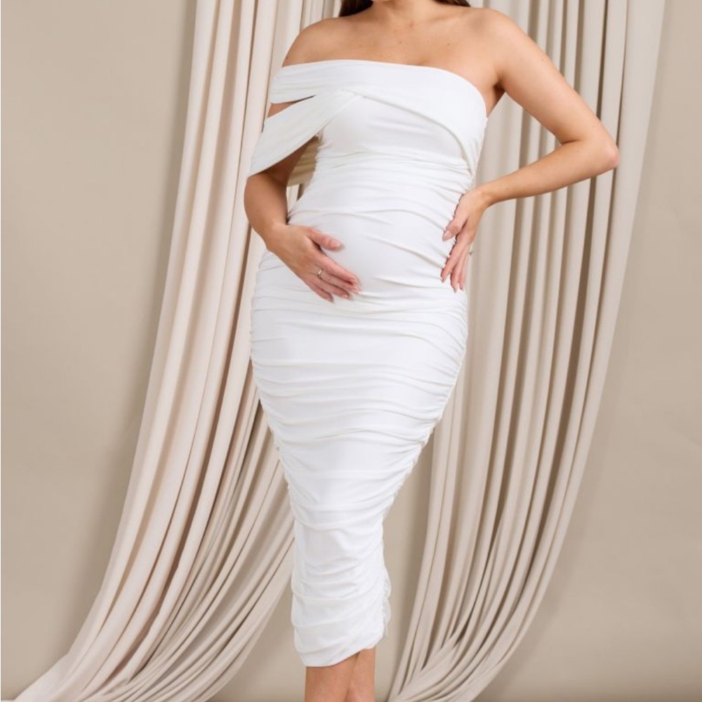 Club L London White Maternity Midi Dress